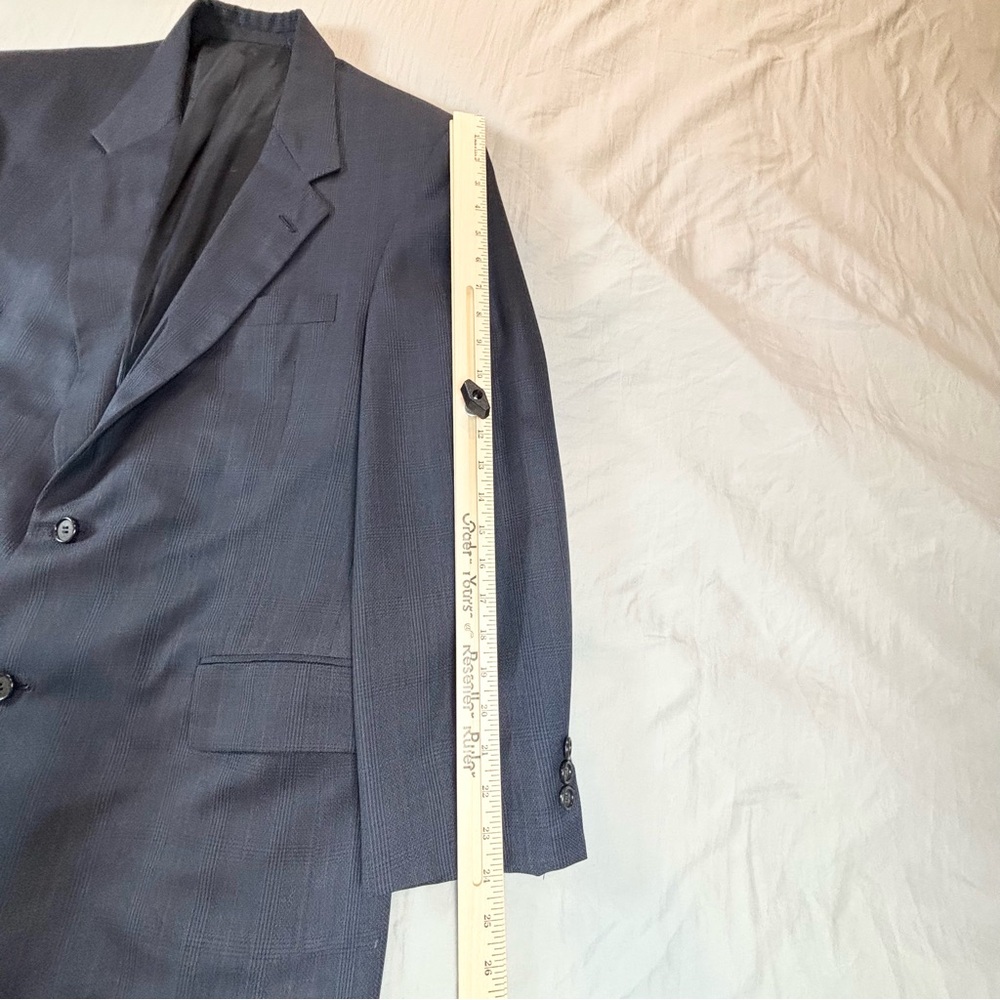 Vintage Yves Saint Laurent Blazer Men’s 42 Blue‎ Plaid - Picture 6 of 13